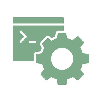 Programming Code Terminal Window with Gear Icon Symbolizing Software Development and Engineering vector