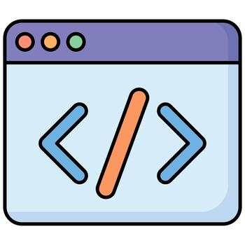 Programming code window interface icon for web development vector