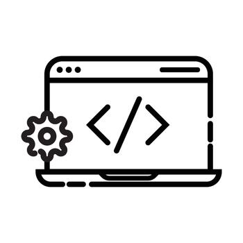 Minimalist programming icon, binary, developer, code website icon designer, coding icon vector