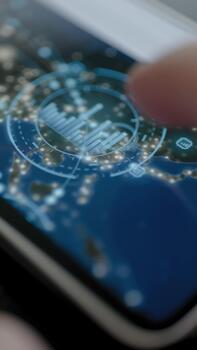 Blue Microchip Interface Visualizes Connected Computing Network video