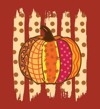 Rustic Patchwork Pumpkin Fall Autumn vector