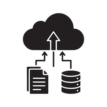 Cloud data synchronization and file upload concept with database document computing transfer internet vector