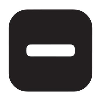 Minus mark icon symbol in a rounded square button shape with subtract negative decrease interface abstract vector