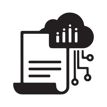 Cloud computing data storage concept representing digital document management and server processing with computing document technology processing vector