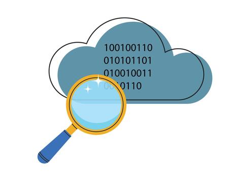 Cloud computing, binary code, cybersecurity, technology research vector