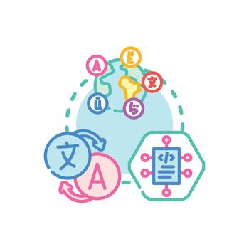 Innovative software range programming. language development concept vector
