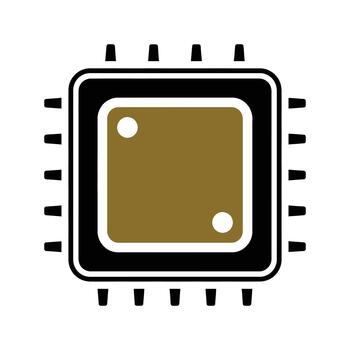 Electronic central processor unit cpu chip icon with processor, electronics vector