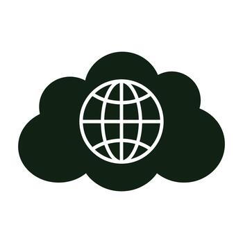 Global cloud computing network connection symbol with computing, internet vector