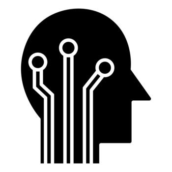 artificial inteligencia digital mente sólido icono vector