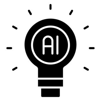 artificial inteligencia idea bombilla sólido icono vector