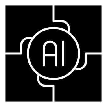 artificial inteligencia circuito red sólido icono vector