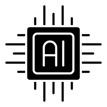 Artificial Intelligence Processor Chip Solid Icon vector