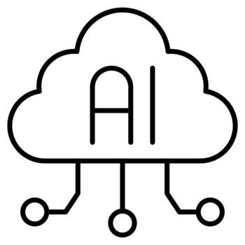 Artificial Intelligence Cloud Computing Outline Icon vector