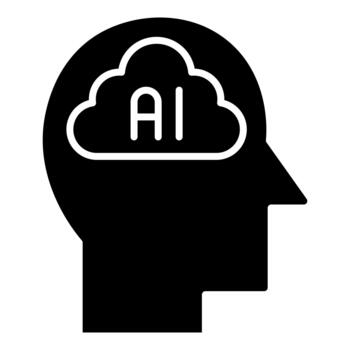 artificial inteligencia digital pensando sólido icono vector