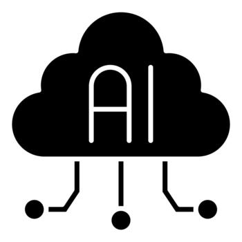 ai nube informática sólido icono vector