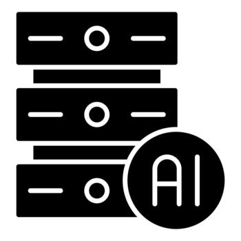 artificial inteligencia servidor sistema sólido icono vector