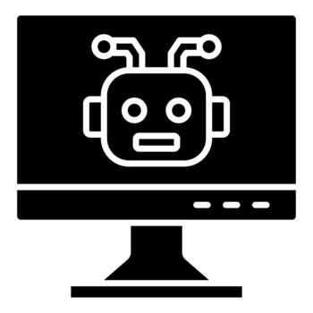 ai robot computadora interfaz sólido icono vector