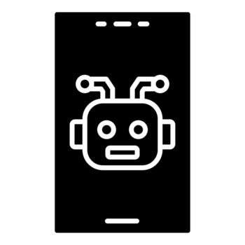 ai robot móvil interfaz sólido icono vector