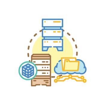 Server storage cluster managing data processing and cloud computing vector