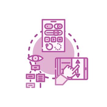 Touchscreen application screen layout with gestures vector