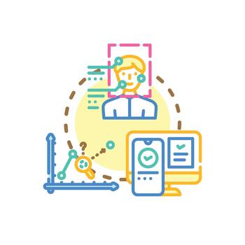 Artificial intelligence processing logo recognition concept vector