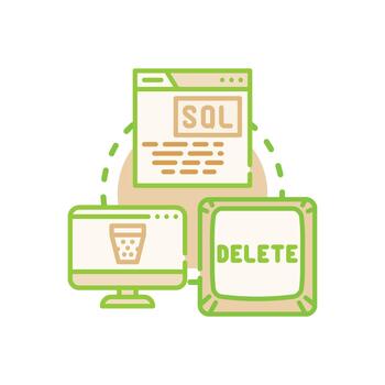 Sql database. operations icon multipack managing data changes vector