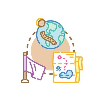 hallazgo destino edición navegando camino con ubicación. puntero vector