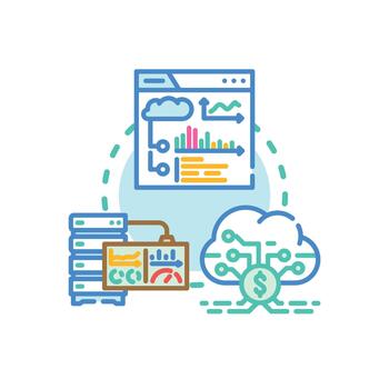 Cloud computing software dashboard analytics and data visualization vector