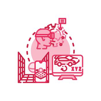 Creative concept design rendering process development icon vector
