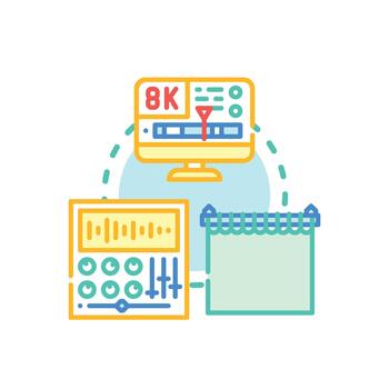 editing process creating content using. software pack vector