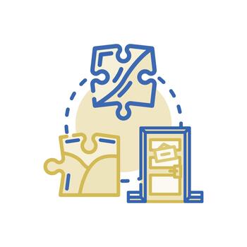 Problem range solving exit. door delete button concept vector