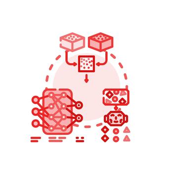 Machine learning instruction clean process artificial intelligence development. vector