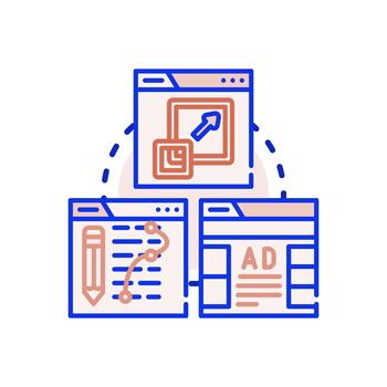 Website development design. process creating responsive pack webpage vector