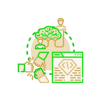 Collaborative coding toolkit modern. assisting remote development team work vector