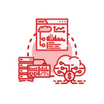 Cloud computing variations software dashboard analytics and. data visualization vector