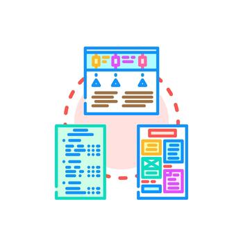 Technical guide styleset concept. presenting instruction problem solving vector