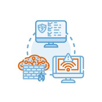 Patching security flaws. protecting data network system simplified vector