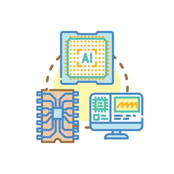 Computer chip designs technology developing digital processing. systems vector