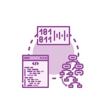 Coding languages with binary code and data structure vector