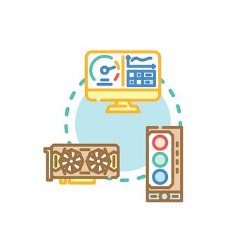 Computer graphic processing system optimizing performance. series concept vector