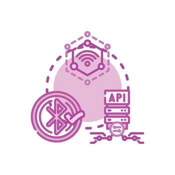 Feature. multistyle connectivity developing digital technology system link vector