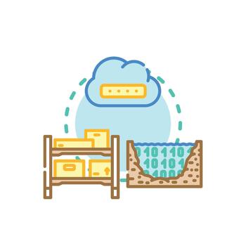 Nosql data storage platform integrating. cloud edition computing database technologies vector