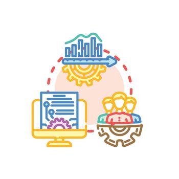Business process optimization developing technology plan icon vector