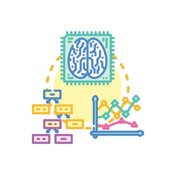Artificial intelligence processing data. models logic multistyle vector