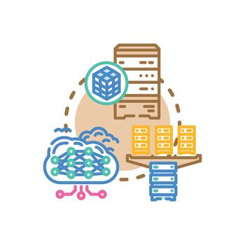 Cloud server concepts database mesh computing data network. vector