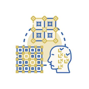 Artificial intelligence processing data achieving optimized perfection. simplified vector