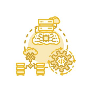 Devops. stylized continuous delivery orchestration process concept vector
