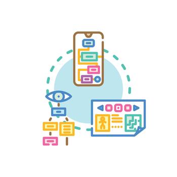 aplicación estilizado diseño codificación desarrollo creando móvil solicitud concepto. vector