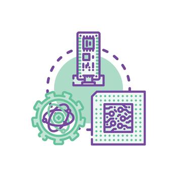 Cpu microarchitecture concept developing semiconductor. processor simplified chips vector