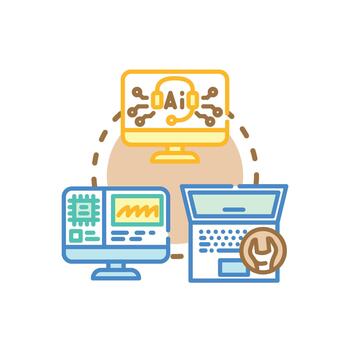 Information technology support team solving digital problems vector